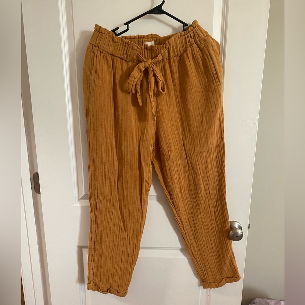 Mustard yellow gauze pants